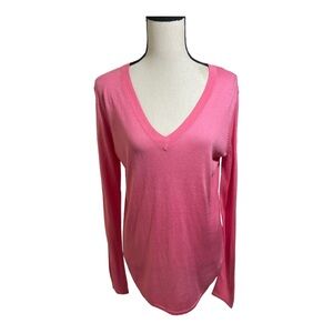 Lauren Ralph Lauren black label womens Small V-neck silk cotton blend sweater